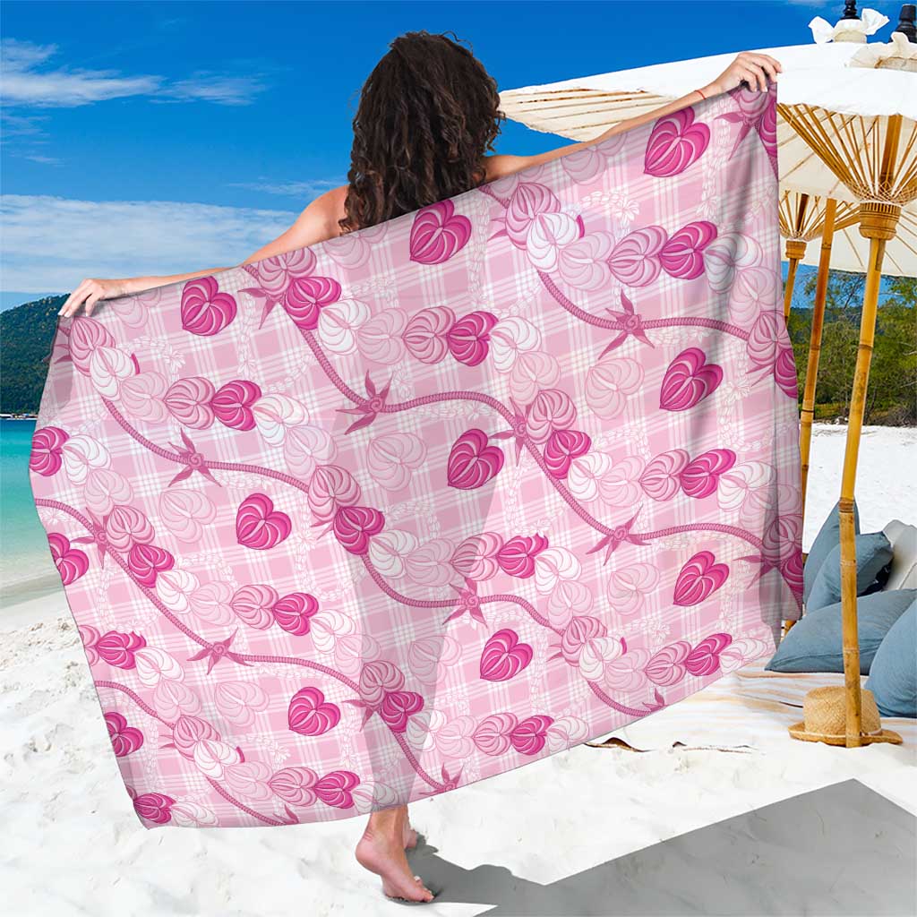 Anthurium Pikake Ti Leaf Palaka Sarong Pink Version LT01 One Size 44 x 66 inches Pink - Polynesian Pride