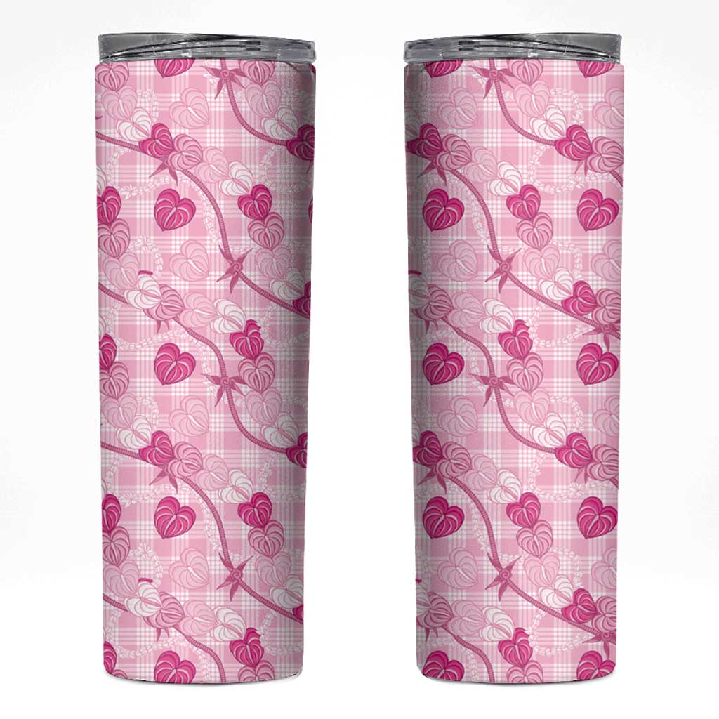 Anthurium Pikake Ti Leaf Palaka Skinny Tumbler Pink Version LT01 Pink - Polynesian Pride