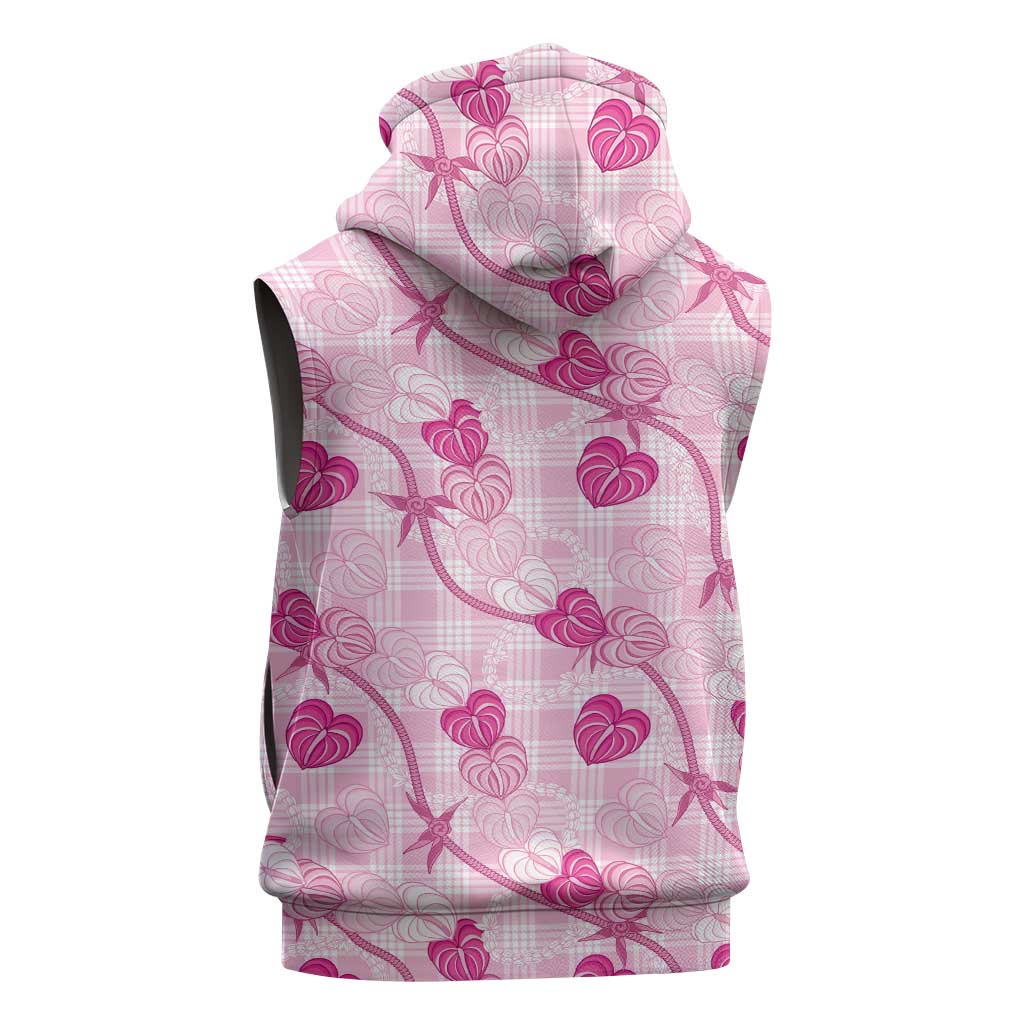 Anthurium Pikake Ti Leaf Palaka Sleeveless Zip Hoodie Pink Version