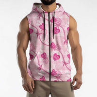 Anthurium Pikake Ti Leaf Palaka Sleeveless Zip Hoodie Pink Version