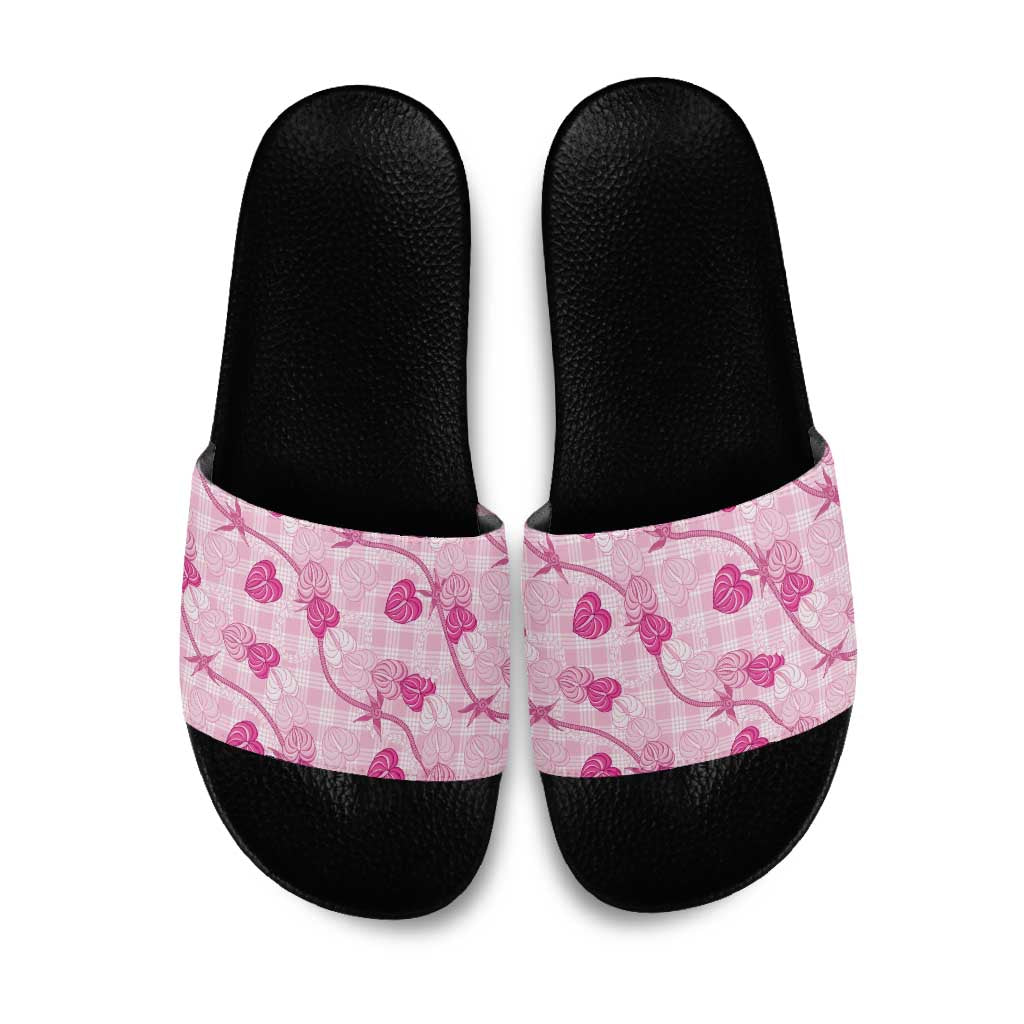 Anthurium Pikake Ti Leaf Palaka Slide Sandals Pink Version