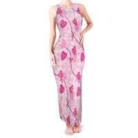 Anthurium Pikake Ti Leaf Palaka Tank Maxi Dress Pink Version LT01 Women Pink - Polynesian Pride