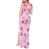 Anthurium Pikake Ti Leaf Palaka Tank Maxi Dress Pink Version LT01 - Polynesian Pride