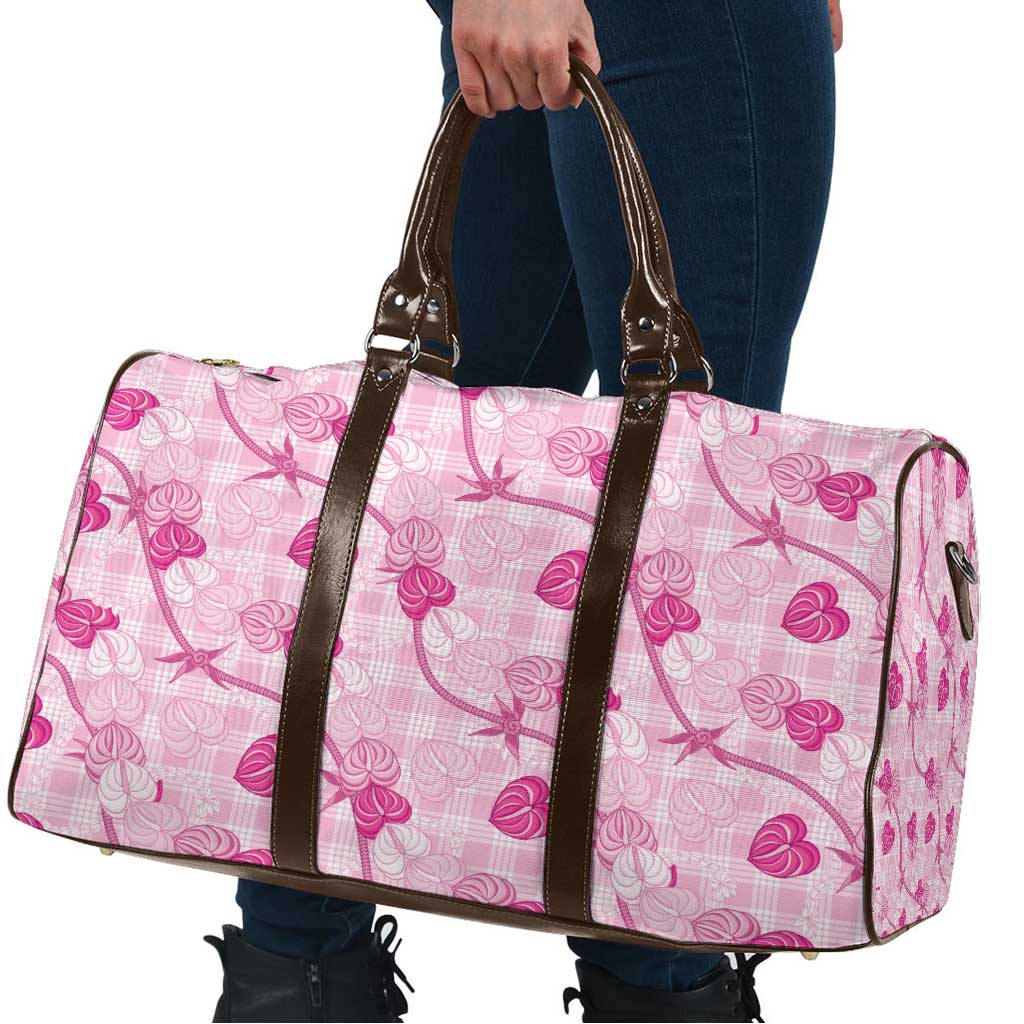 Anthurium Pikake Ti Leaf Palaka Travel Bag Pink Version LT01 - Polynesian Pride
