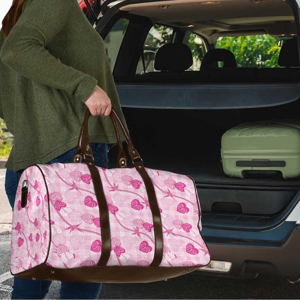 Anthurium Pikake Ti Leaf Palaka Travel Bag Pink Version LT01 - Polynesian Pride