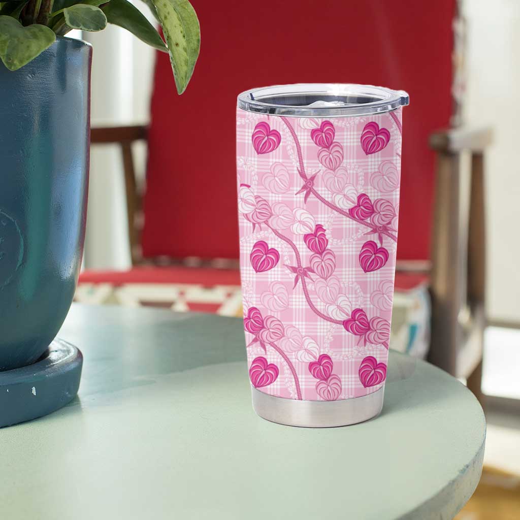 Anthurium Pikake Ti Leaf Palaka Tumbler Cup Pink Version LT01 - Polynesian Pride