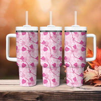 Anthurium Pikake Ti Leaf Palaka Tumbler With Handle Pink Version LT01 - Polynesian Pride
