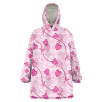 Anthurium Pikake Ti Leaf Palaka Wearable Blanket Hoodie Pink Version LT01 One Size Pink - Polynesian Pride