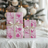 Anthurium Pikake Ti Leaf Palaka Wrapping Paper Pink Version LT01 - Polynesian Pride