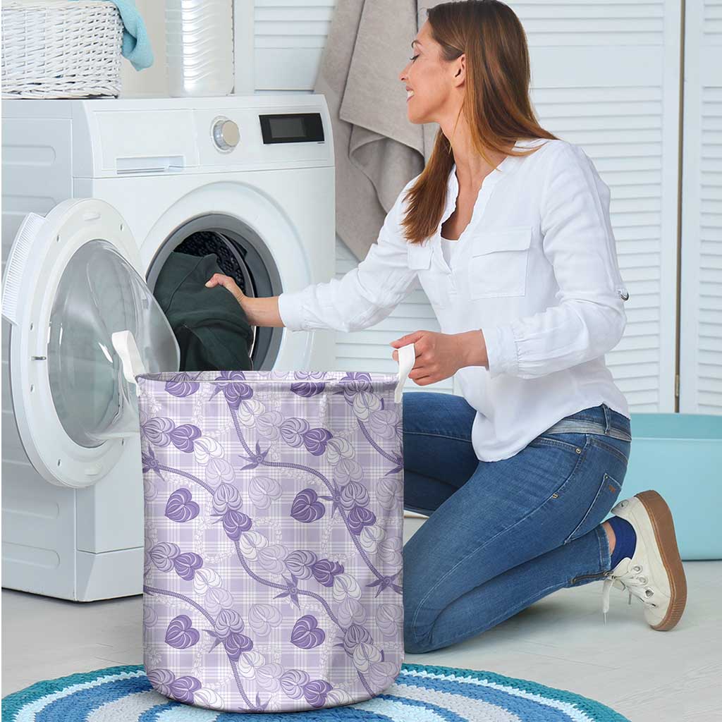 Anthurium Pikake Ti Leaf Palaka Laundry Basket Purple Version LT01 - Polynesian Pride