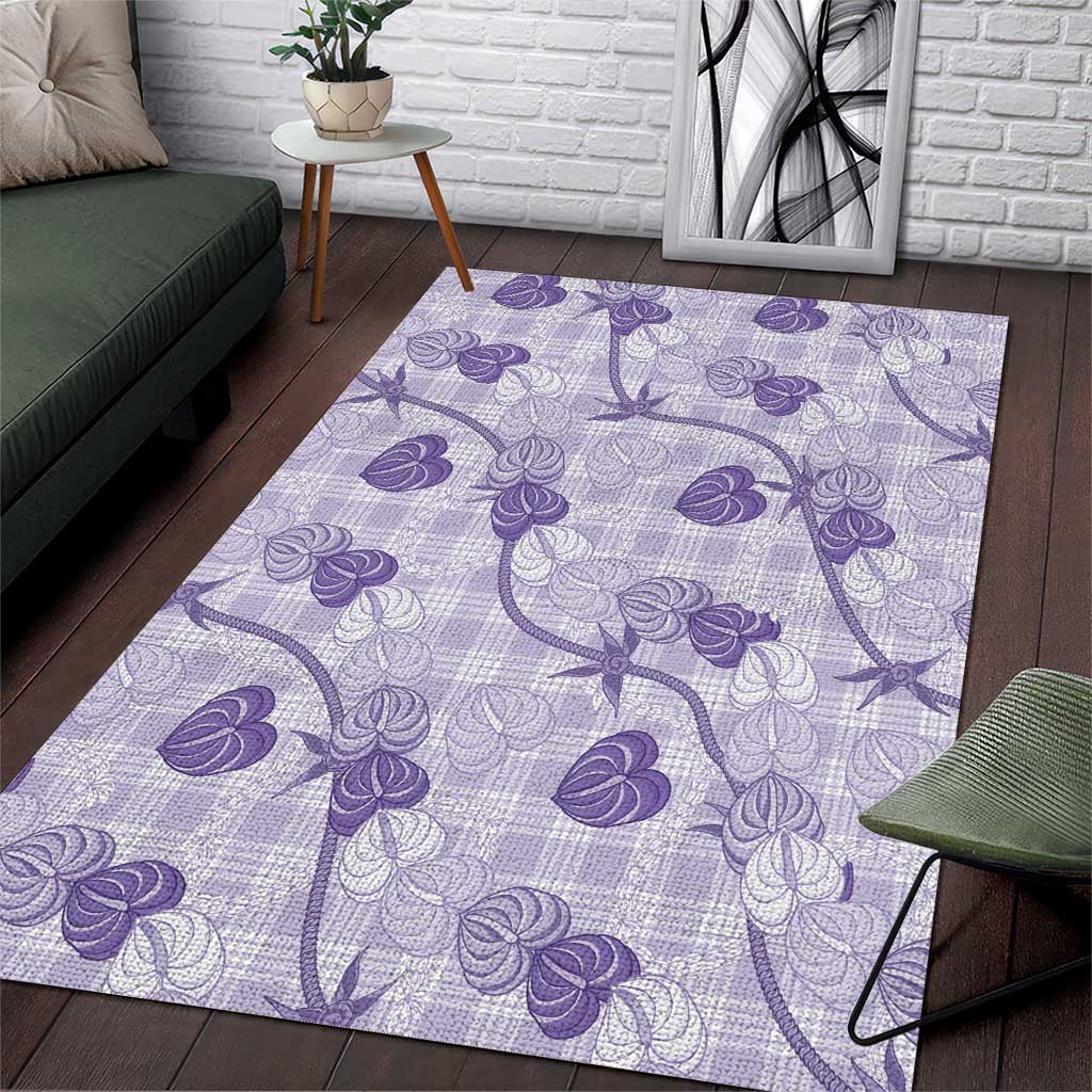 Anthurium Pikake Ti Leaf Palaka Area Rug Purple Version