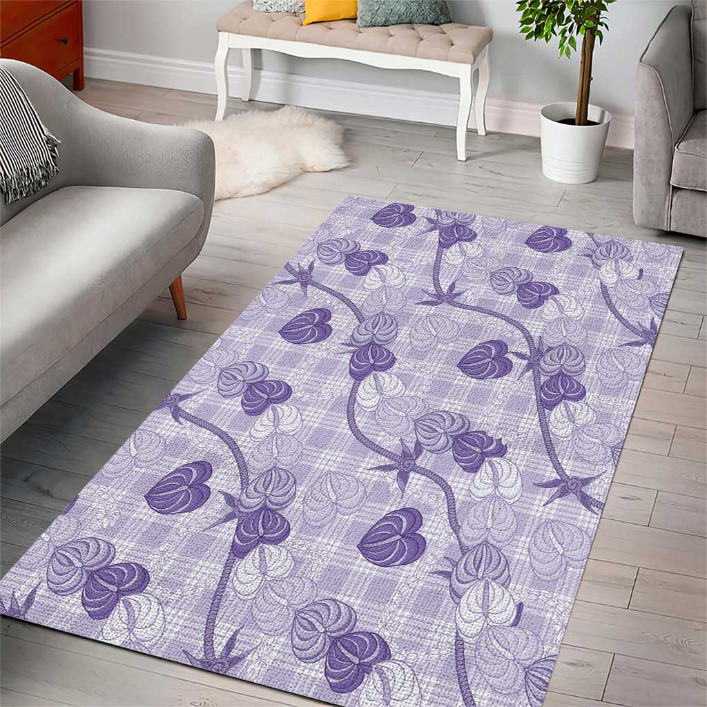 Anthurium Pikake Ti Leaf Palaka Area Rug Purple Version