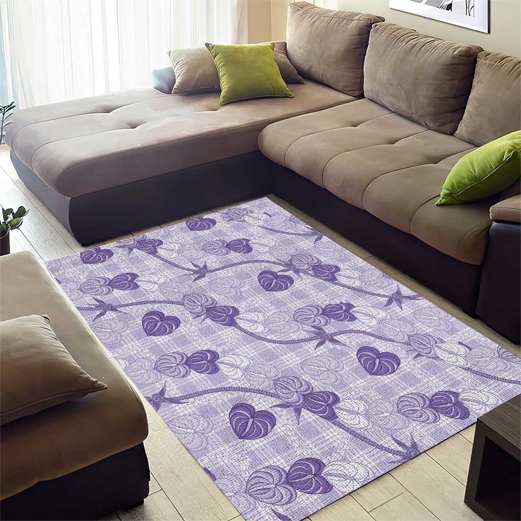 Anthurium Pikake Ti Leaf Palaka Area Rug Purple Version