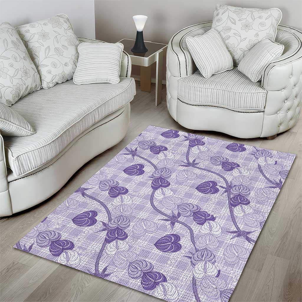 Anthurium Pikake Ti Leaf Palaka Area Rug Purple Version