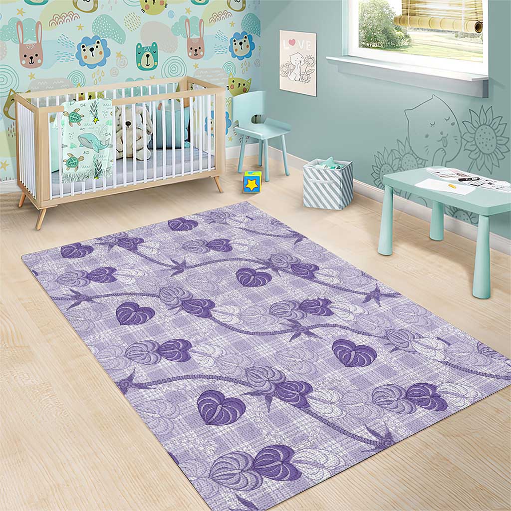 Anthurium Pikake Ti Leaf Palaka Area Rug Purple Version