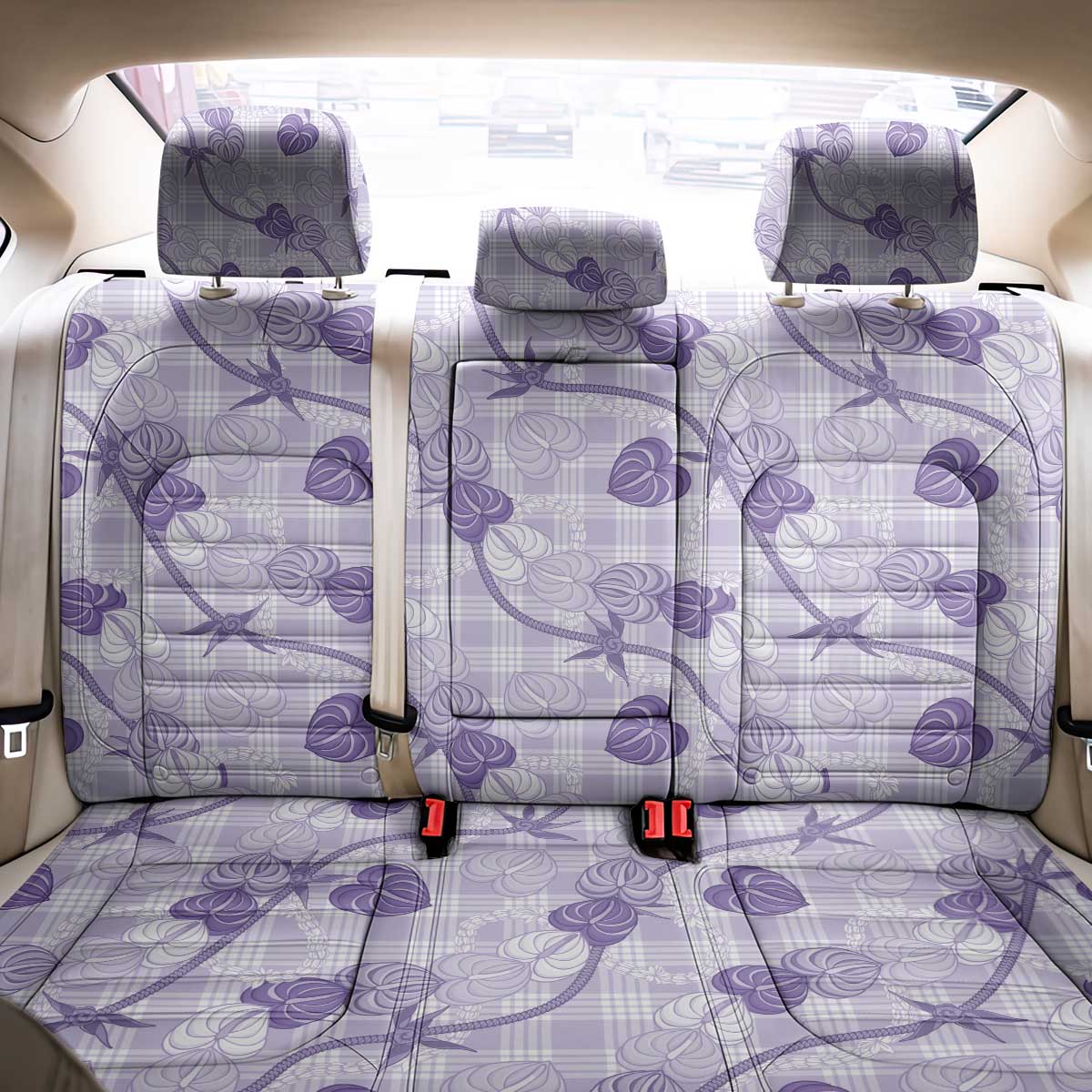 Anthurium Pikake Ti Leaf Palaka Back Car Seat Cover Purple Version