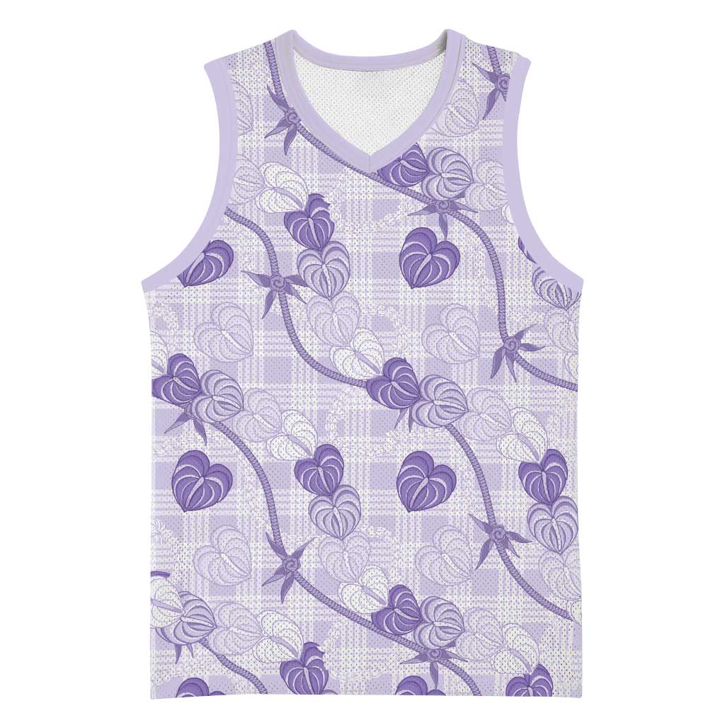 Anthurium Pikake Ti Leaf Palaka Basketball Jersey Purple Version LT01 Unisex Purple - Polynesian Pride