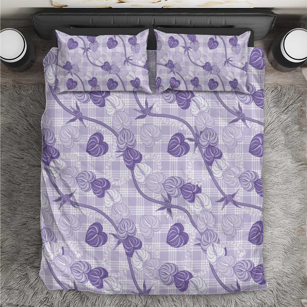 Anthurium Pikake Ti Leaf Palaka Bedding Set Purple Version LT01 Purple - Polynesian Pride