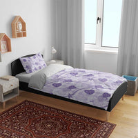 Anthurium Pikake Ti Leaf Palaka Bedding Set Purple Version LT01 - Polynesian Pride