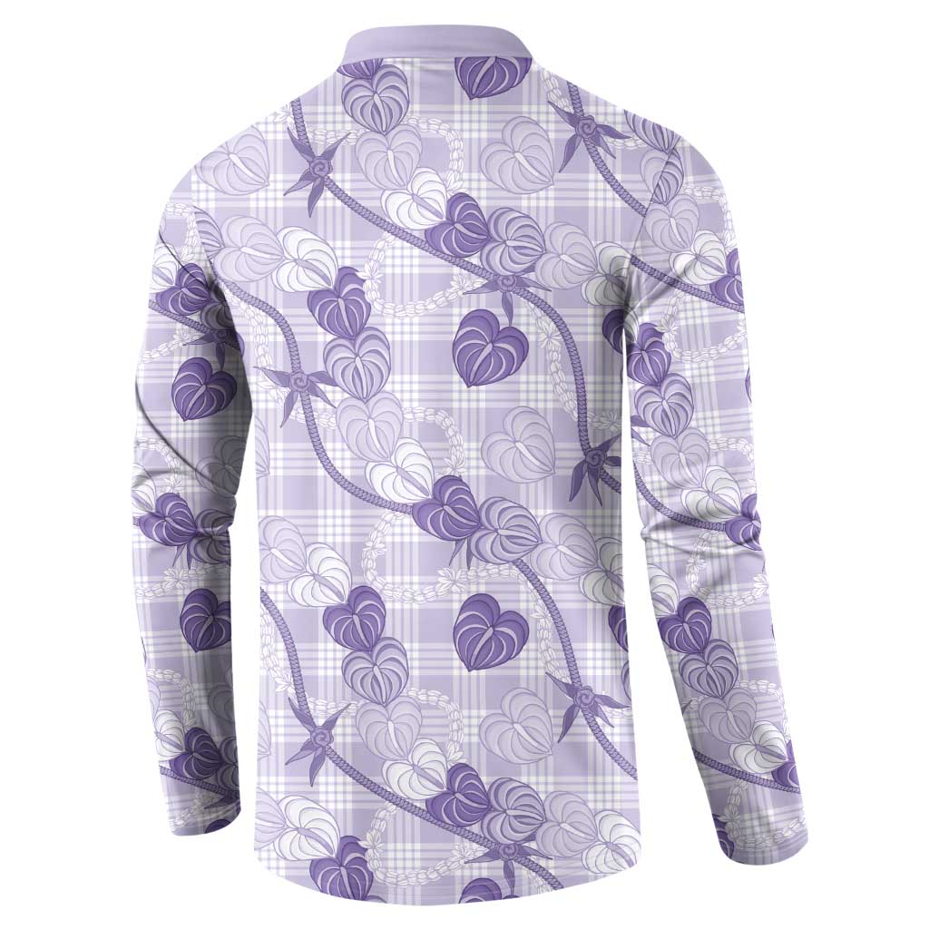 Anthurium Pikake Ti Leaf Palaka Button Sweatshirt Purple Version LT01 - Polynesian Pride