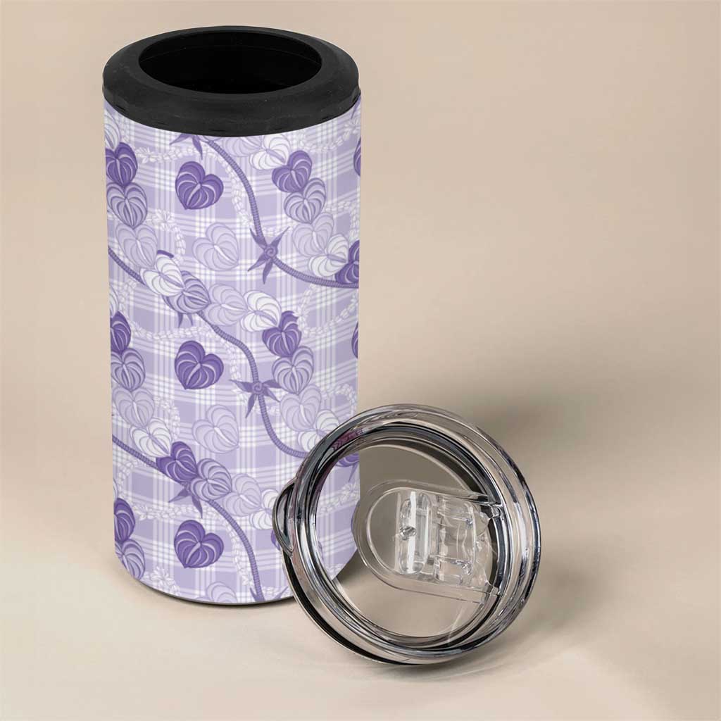 Anthurium Pikake Ti Leaf Palaka 4 in 1 Can Cooler Tumbler Purple Version LT01 - Polynesian Pride