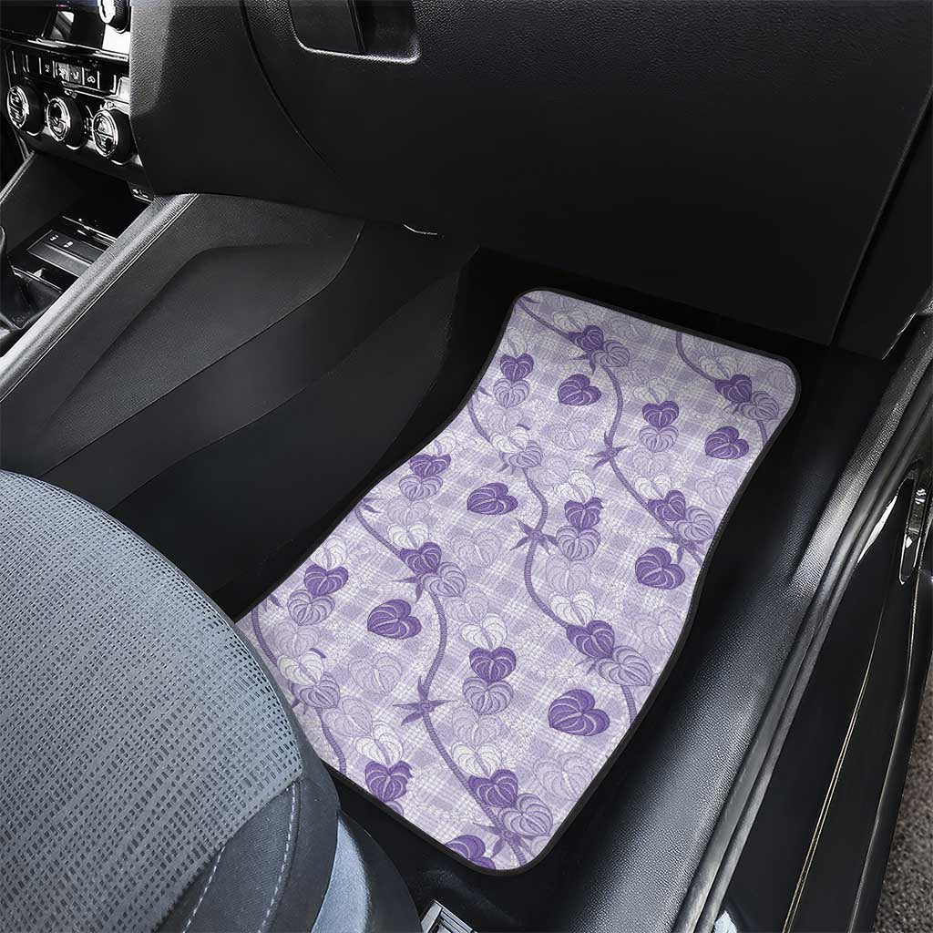 Anthurium Pikake Ti Leaf Palaka Car Mats Purple Version LT01 - Polynesian Pride