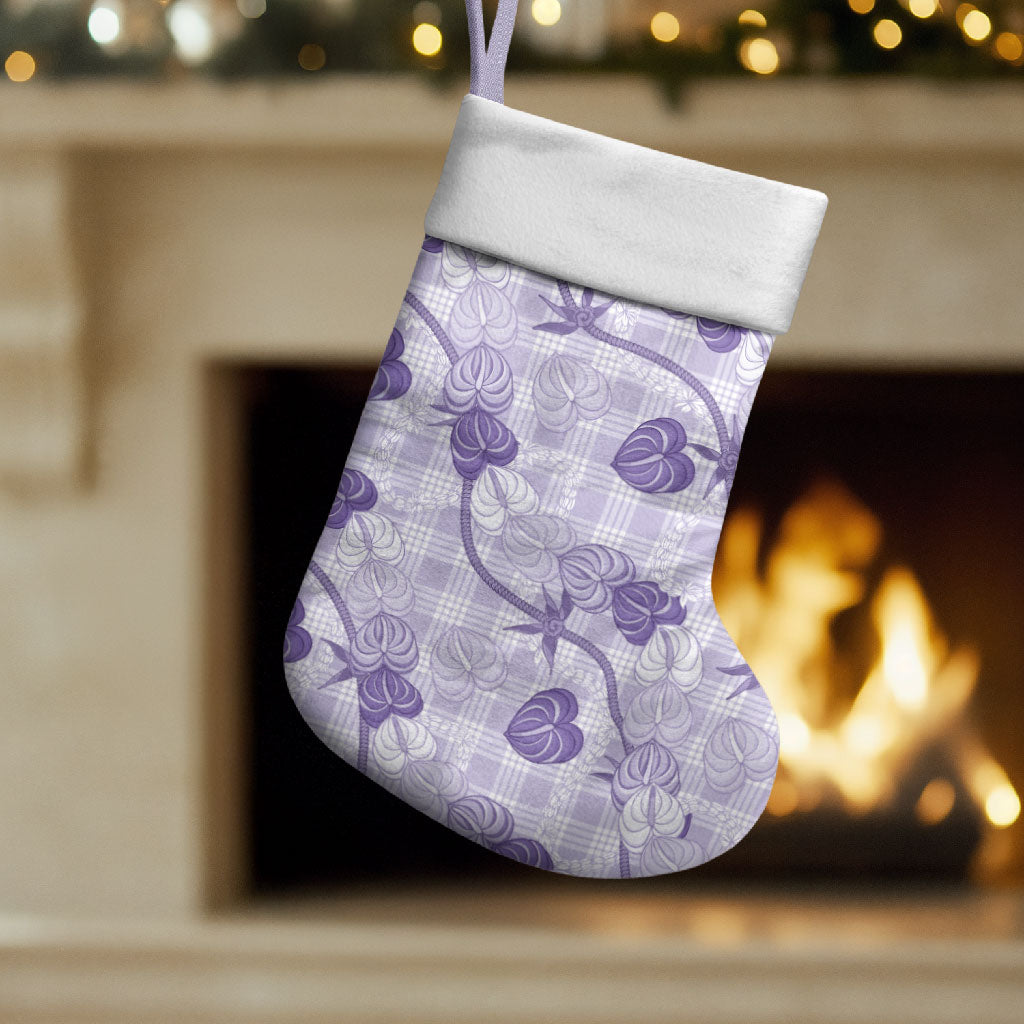 Anthurium Pikake Ti Leaf Palaka Christmas Stocking Purple Version LT01 Set of 2 Purple - Polynesian Pride