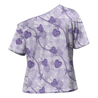 Anthurium Pikake Ti Leaf Palaka Cross Shoulder Shirt Purple Version LT01 - Polynesian Pride