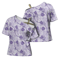 Anthurium Pikake Ti Leaf Palaka Cross Shoulder Shirt Purple Version LT01 - Polynesian Pride
