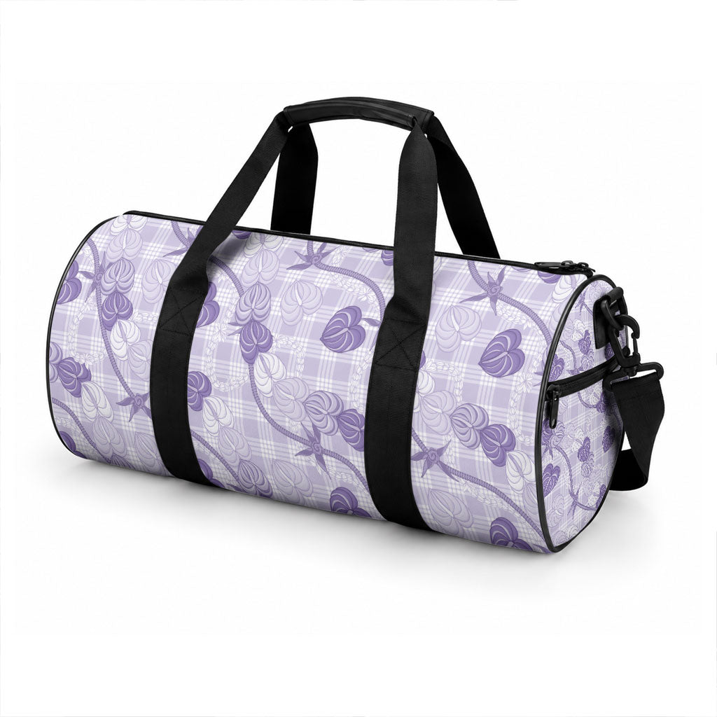 Anthurium Pikake Ti Leaf Palaka Duffle Bag Purple Version LT01 - Polynesian Pride