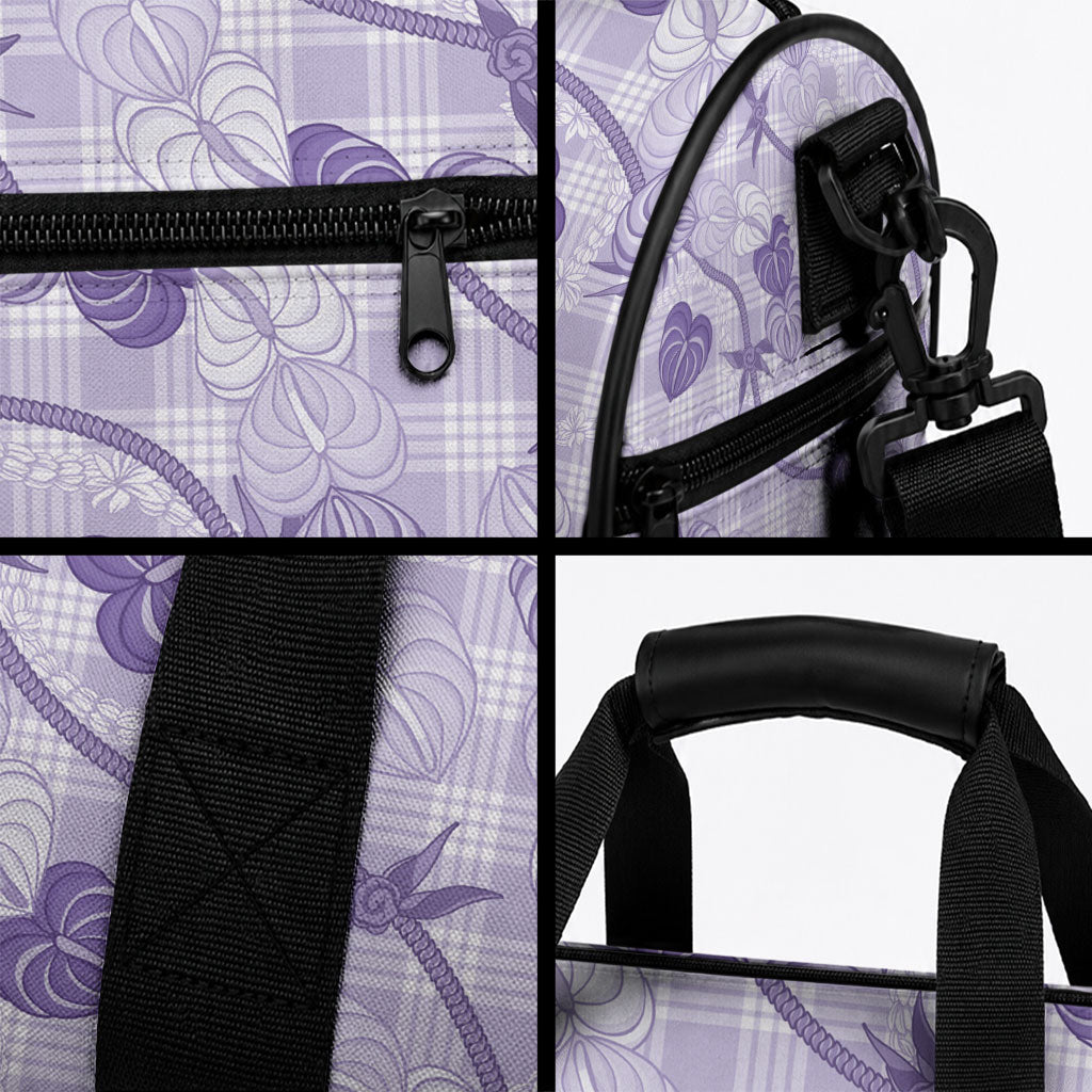 Anthurium Pikake Ti Leaf Palaka Duffle Bag Purple Version LT01 - Polynesian Pride