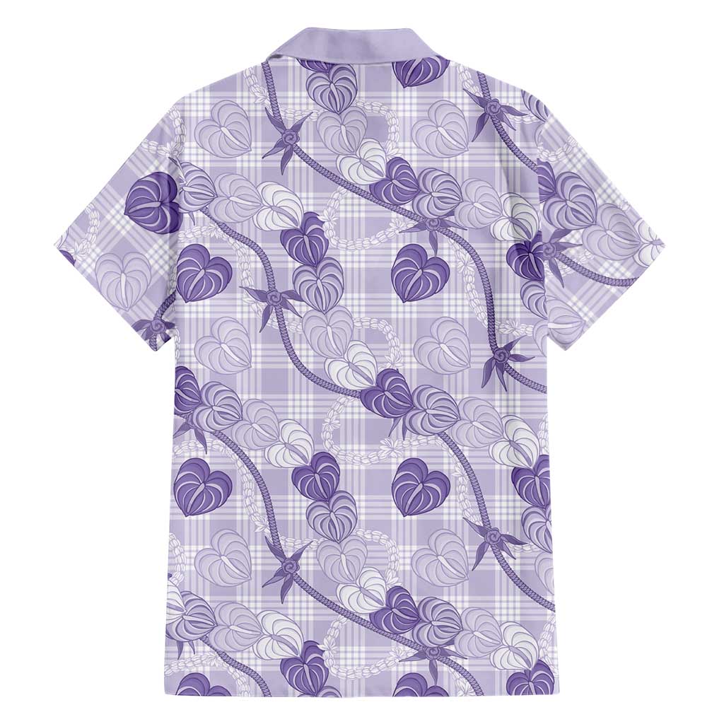 Anthurium Pikake Ti Leaf Palaka Family Matching Long Sleeve Bodycon Dress and Hawaiian Shirt Purple Version
