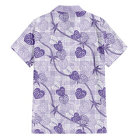 Anthurium Pikake Ti Leaf Palaka Family Matching Long Sleeve Bodycon Dress and Hawaiian Shirt Purple Version