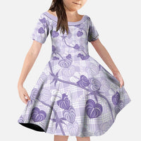 Anthurium Pikake Ti Leaf Palaka Family Matching Mermaid Dress and Hawaiian Shirt Purple Version