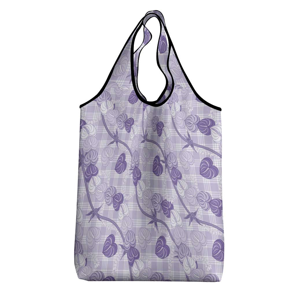 Anthurium Pikake Ti Leaf Palaka Grocery Bag Purple Version LT01 - Polynesian Pride