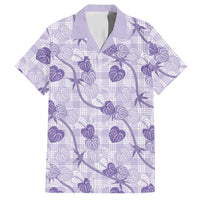 Anthurium Pikake Ti Leaf Palaka Hawaiian Shirt Purple Version