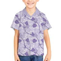 Anthurium Pikake Ti Leaf Palaka Hawaiian Shirt Purple Version