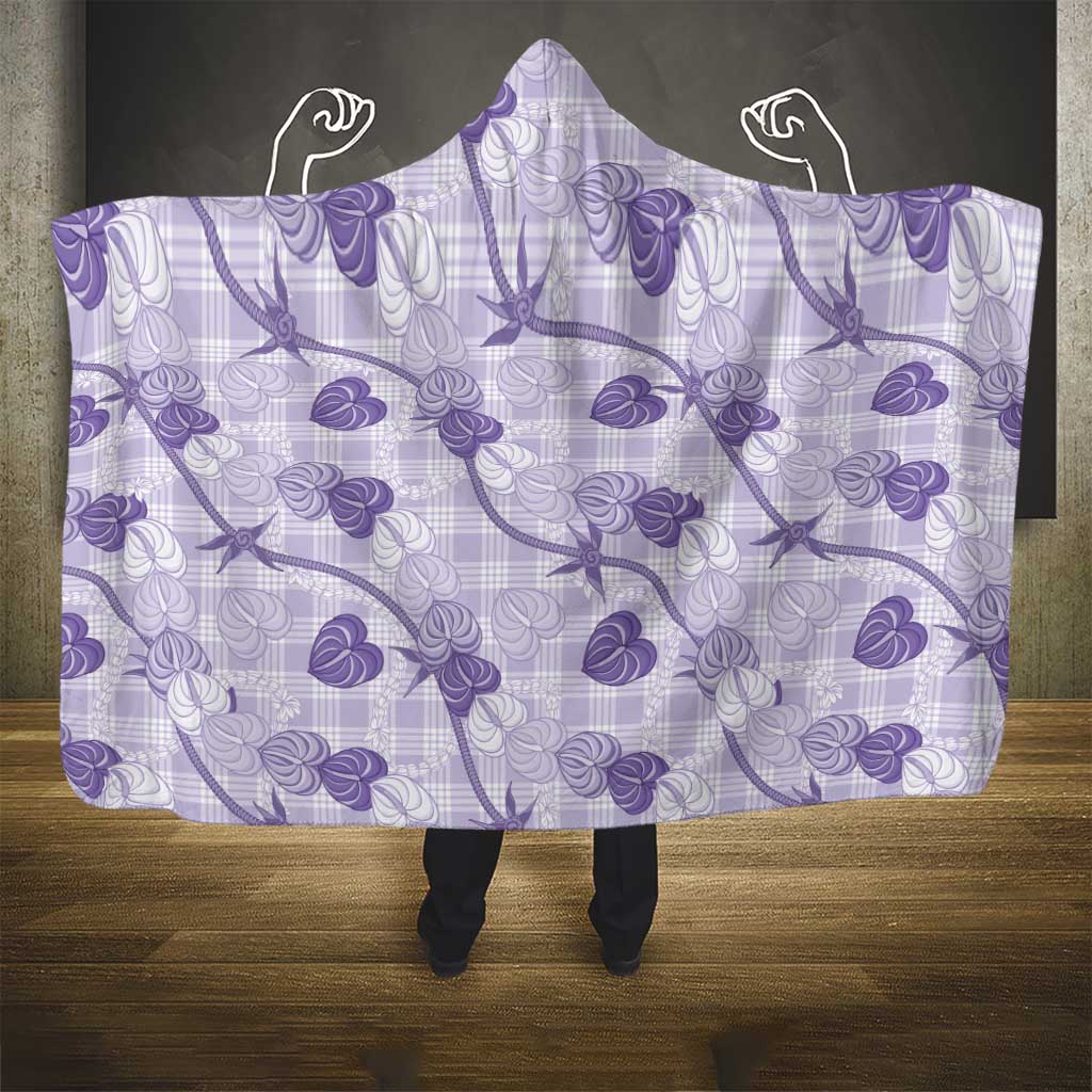 Anthurium Pikake Ti Leaf Palaka Hooded Blanket Purple Version LT01 - Polynesian Pride