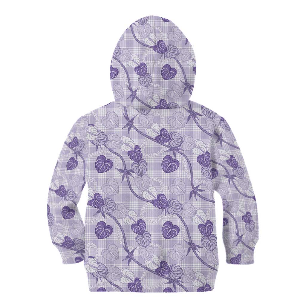 Anthurium Pikake Ti Leaf Palaka Kid Hoodie Purple Version LT01 - Polynesian Pride