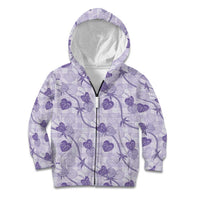 Anthurium Pikake Ti Leaf Palaka Kid Hoodie Purple Version LT01 Zip Hoodie Purple - Polynesian Pride