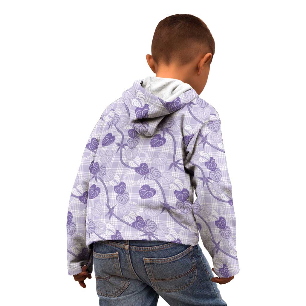Anthurium Pikake Ti Leaf Palaka Kid Hoodie Purple Version LT01 - Polynesian Pride