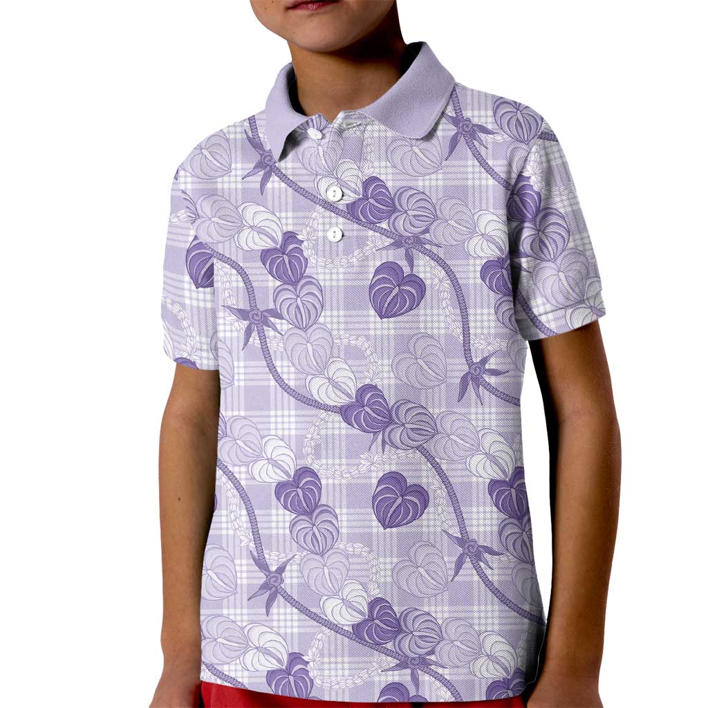 Anthurium Pikake Ti Leaf Palaka Kid Polo Shirt Purple Version