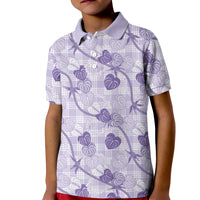 Anthurium Pikake Ti Leaf Palaka Kid Polo Shirt Purple Version