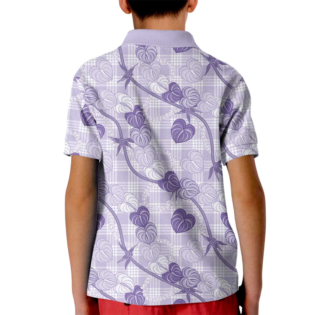 Anthurium Pikake Ti Leaf Palaka Kid Polo Shirt Purple Version