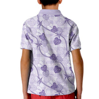 Anthurium Pikake Ti Leaf Palaka Kid Polo Shirt Purple Version