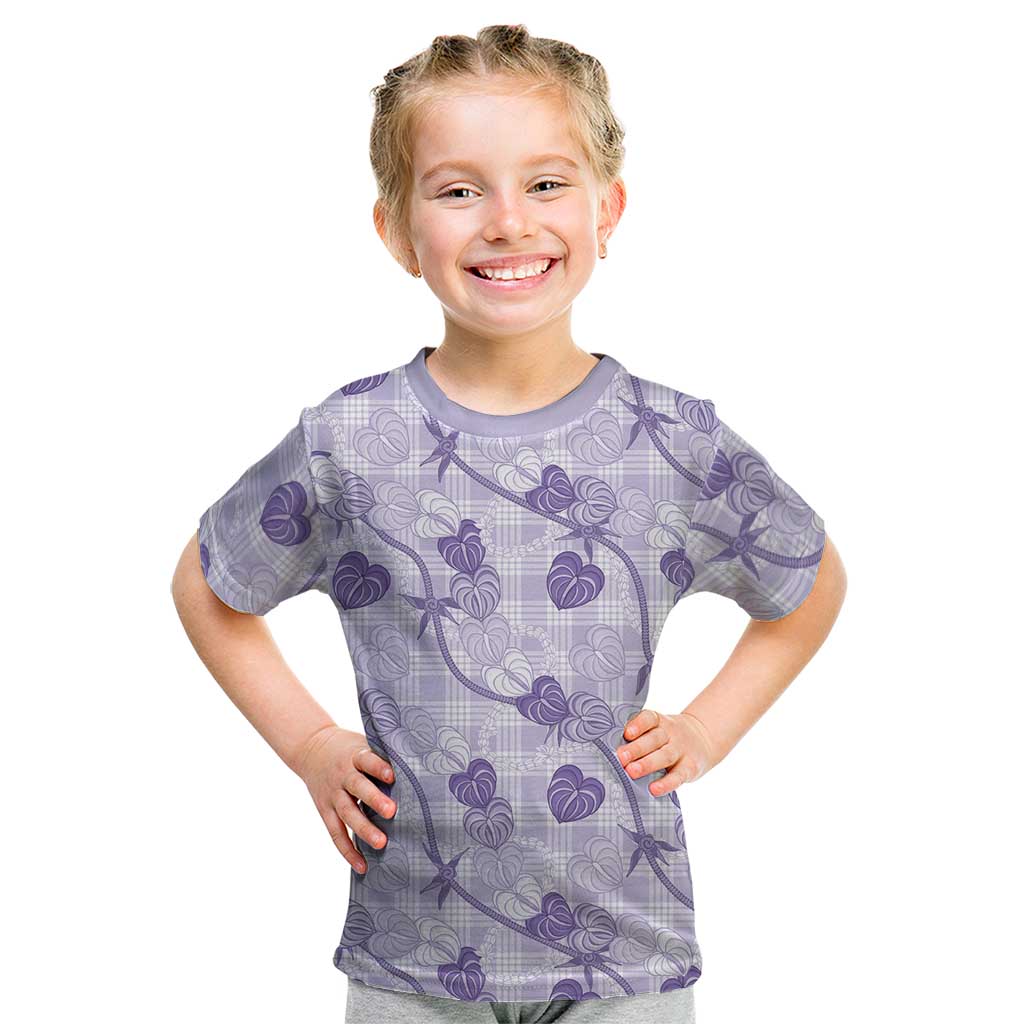 Anthurium Pikake Ti Leaf Palaka Kid T Shirt Purple Version LT01 Purple - Polynesian Pride