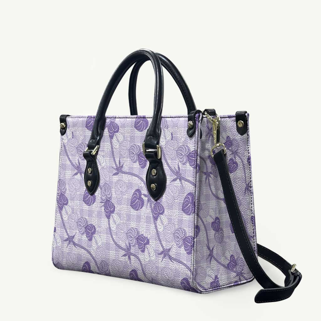 Anthurium Pikake Ti Leaf Palaka Leather Bag Purple Version