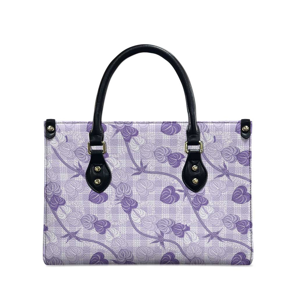 Anthurium Pikake Ti Leaf Palaka Leather Bag Purple Version