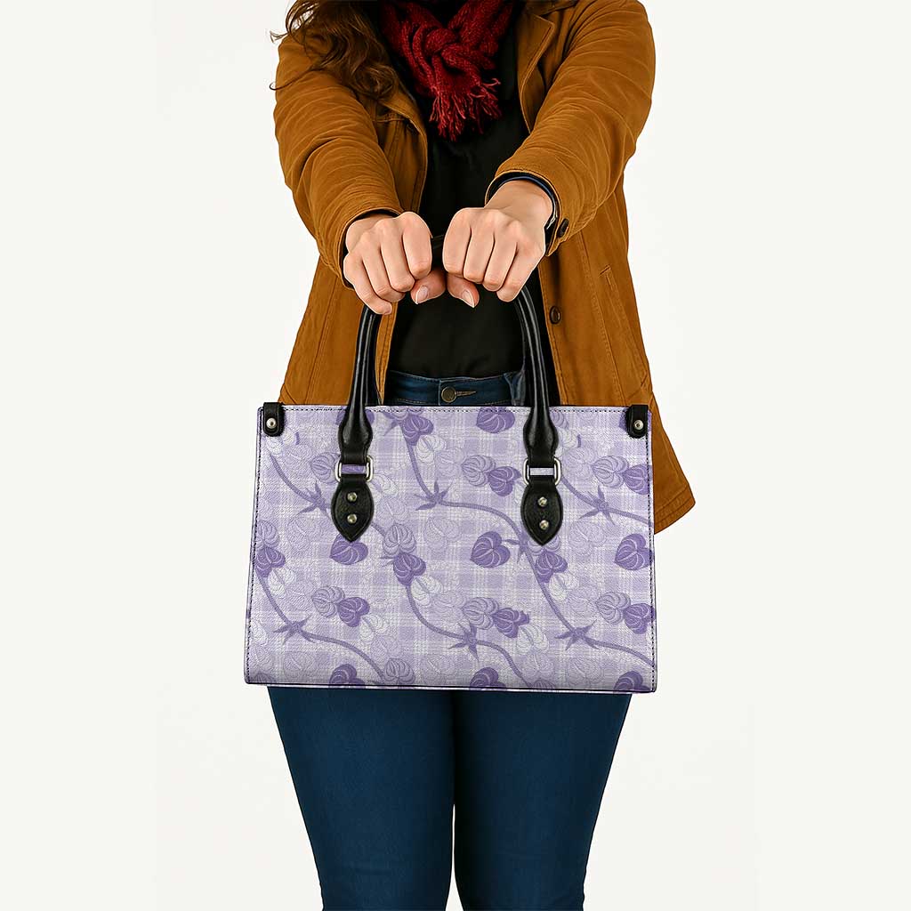 Anthurium Pikake Ti Leaf Palaka Leather Bag Purple Version