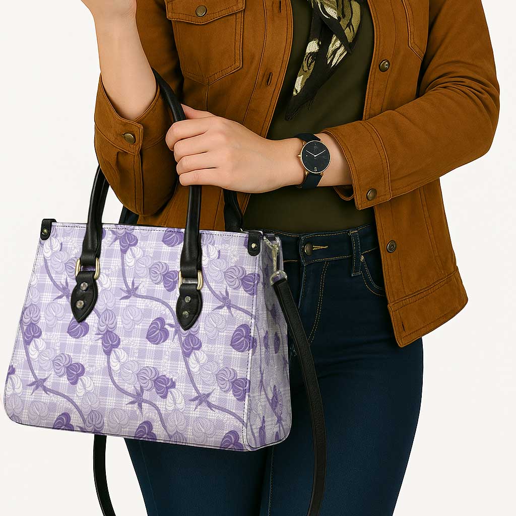 Anthurium Pikake Ti Leaf Palaka Leather Bag Purple Version